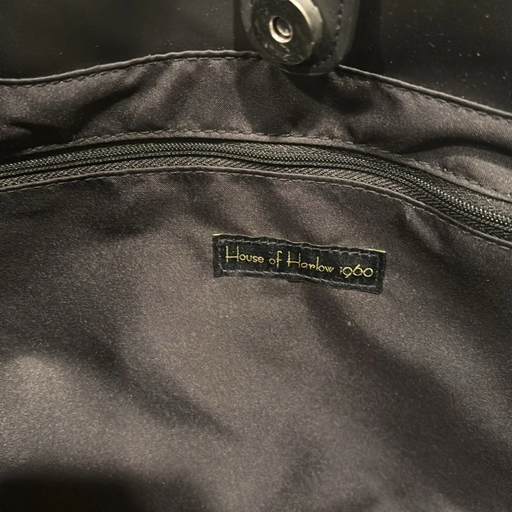 House of‎ Harlow 1960 - Black Furry Sherpa / Vegan Leather Tote Bag-